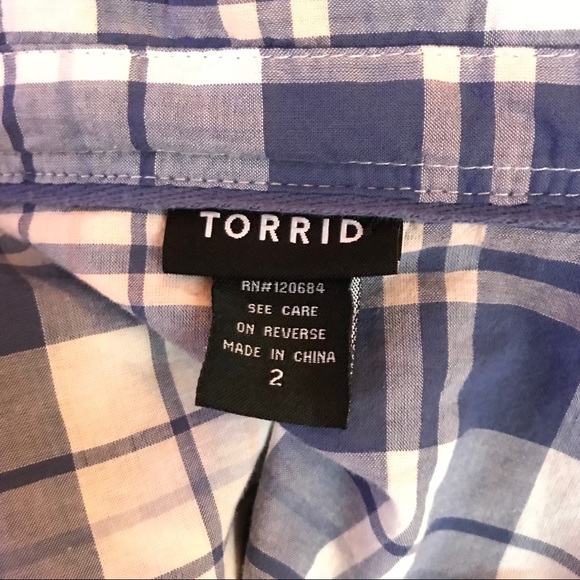 NWOT Torrid Blue Plaid Shirt Size 2X - Picture 5 of 5
